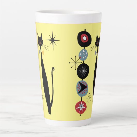 Retro Atomic Era mid Century Modern Cool Cat Kabob Latte Mok (Voorkant)