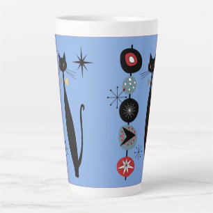 Retro Atomic Era mid Century Modern Cool Cat Kabob Latte Mok