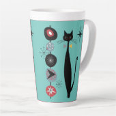 Retro Atomic Era mid Century Modern Cool Cat Kabob Latte Mok (Rechterhoek)