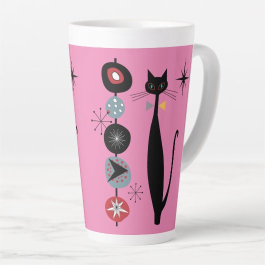 Retro Atomic Era mid Century Modern Cool Cat Kabob Latte Mok (Rechterhoek)