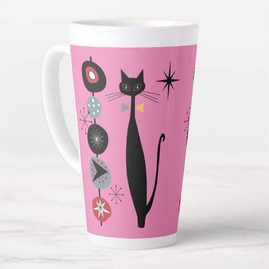 Retro Atomic Era mid Century Modern Cool Cat Kabob Latte Mok (Linkerhoek)
