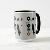 Retro Atomic Era mid Century Modern Cool Cat Kabob Mok (Voorkant rechts)