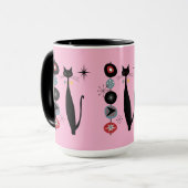 Retro Atomic Era mid Century Modern Cool Cat Kabob Mok (Voorkant links)