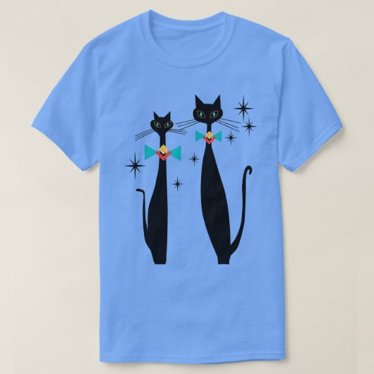 Retro Atomic Era Mid Century Modern Cool Cat Pair T-shirt (Design voorkant)
