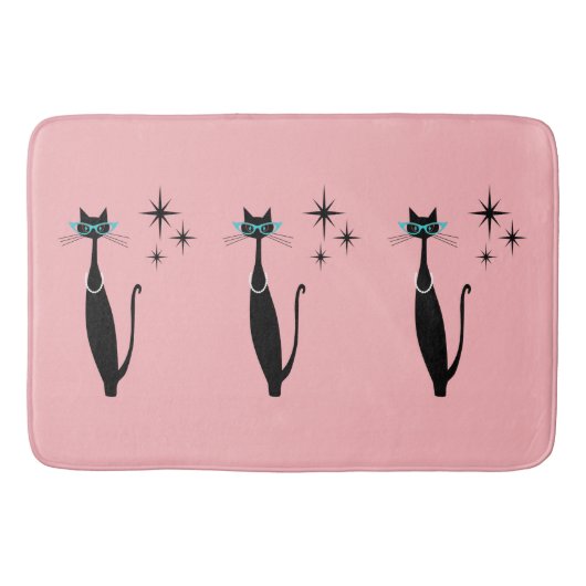 Retro Atomic Era Mid Century Modern MCM Black Cat Badmat (Voorkant)