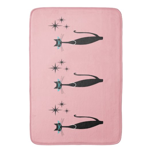 Retro Atomic Era Mid Century Modern MCM Black Cat Badmat (Voorkant Verticaal)