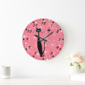 Retro Atomic Era Mid Century Modern MCM Black Cat Grote Klok (Huis)
