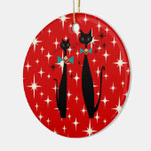 Retro Atomic Era Mid Century Modern MCM Black Cat Keramisch Ornament (Links)