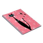 Retro Atomic Era Mid Century Modern MCM Black Cat Notitieboek (Rechterzijde)