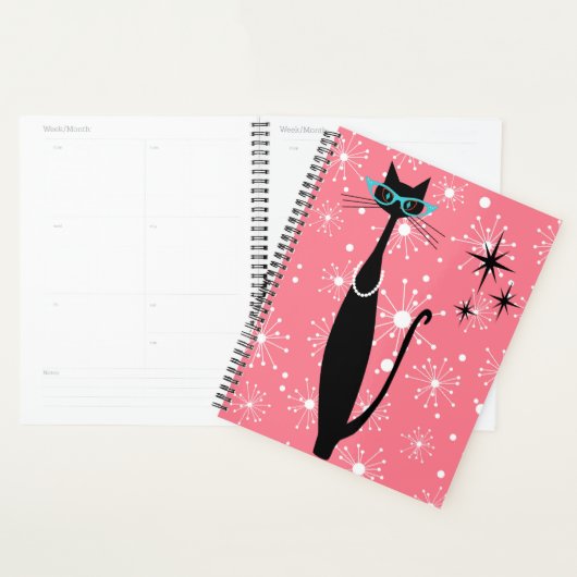 Retro Atomic Era Mid Century Modern MCM Black Cat Planner (Display)