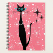 Retro Atomic Era Mid Century Modern MCM Black Cat Planner (Voorkant)