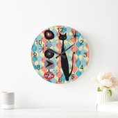 Retro Atomic Era Mid Century Modern MCM Cool Cat 3 Grote Klok (Huis)