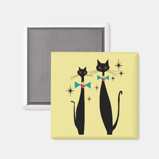 Retro Atomic Era Mid Century Modern MCM Cool Cats Magneet (Voorkant / Achterkant)