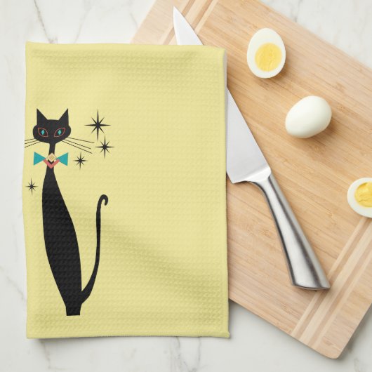 Retro Atomic Era Mid Century Modern MCM Cool Cats Theedoek (Quarter Fold)