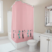 Retro Atomic Era Mid Century Modern MCM Kitty Cat Douchegordijn (In situ)