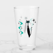 Retro Atomic Era Mid Century Modern MCM Kitty Cat Glas (Voorkant)