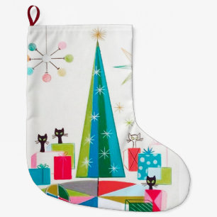 Retro Atomic Era Middeleeuwse Kerstmis Grote Kerstsok