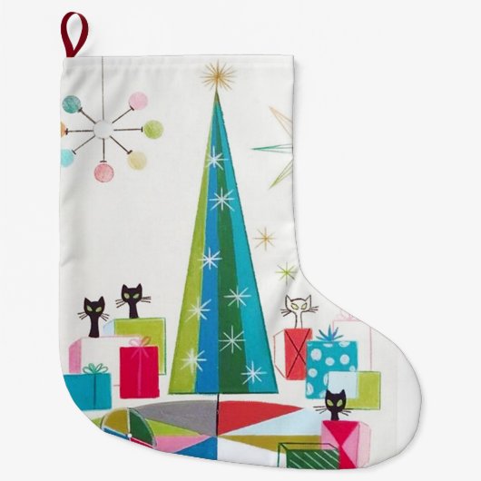 Retro Atomic Era Middeleeuwse Kerstmis Grote Kerstsok (Voorkant)