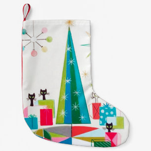 Retro Atomic Era Middeleeuwse Kerstmis Kleine Kerstsok