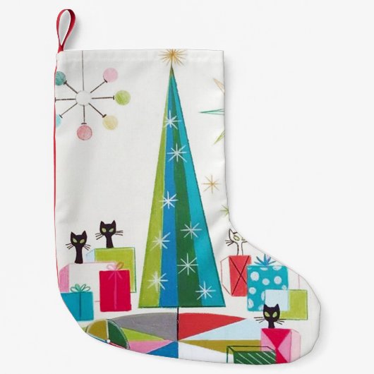 Retro Atomic Era Middeleeuwse Kerstmis Kleine Kerstsok (Voorkant)