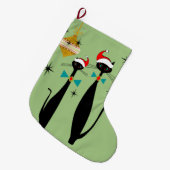 Retro Atomic Era midden-eeuwse moderne kerstkatten Grote Kerstsok (Voorkant (Hangend))