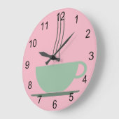 Retro Atomic Era Pink & Jadeite Green Coffee Cup Grote Klok (Hoek)