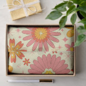 Retro atomic flowers with starbursts on cream  tissuepapier (Geschenk)