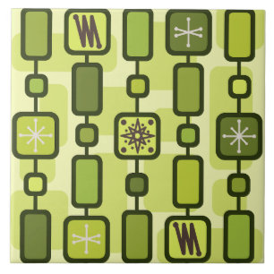 Retro Atomic Geometric Art Chartreuse Tegeltje
