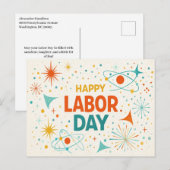 Retro Atomic Happy Labor Day Feestdagenkaart (Voorkant / Achterkant)