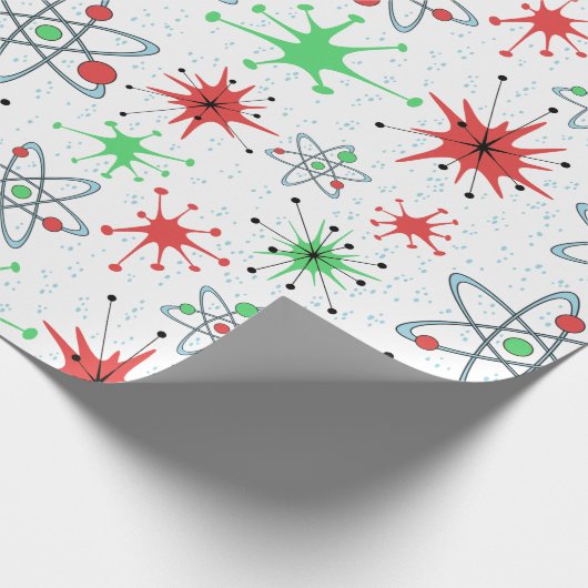 Retro Atomic Kerstfeestdag Cadeaupapier (Hoek)