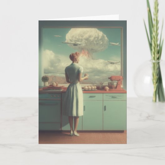 Retro Atomic Kitchen Surreal Art Kaart (Voorkant)