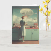 Retro Atomic Kitchen Surreal Art Kaart (Gele Bloem)