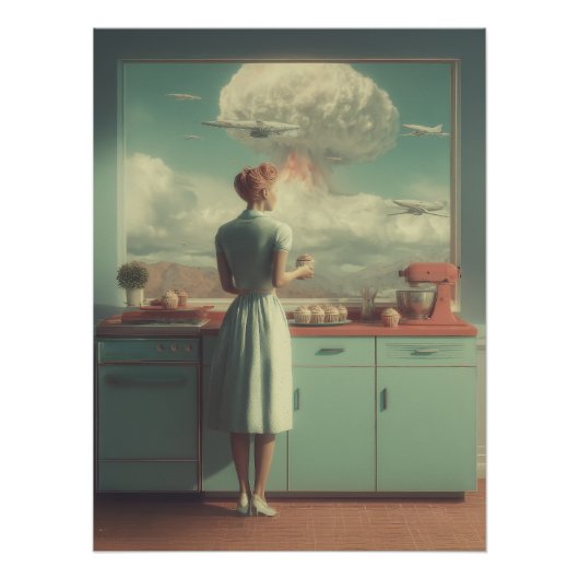 Retro Atomic Kitchen Surreal Art Perfect Poster (Voorkant)