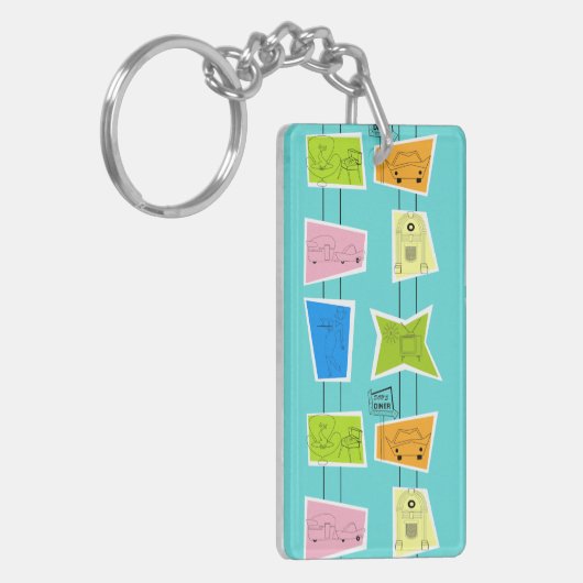 Retro Atomic Kitsch AcrylSleutelhanger Sleutelhanger (Voorkant Links)