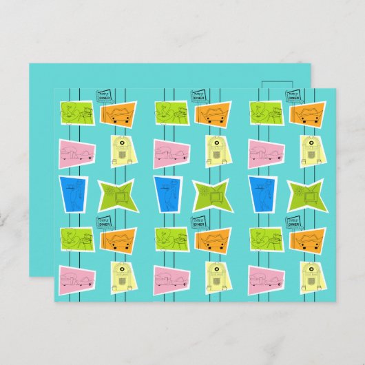 Retro Atomic Kitsch Briefkaart (Voorkant / Achterkant)