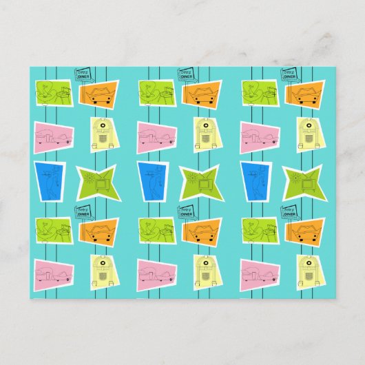 Retro Atomic Kitsch Briefkaart (Voorkant)