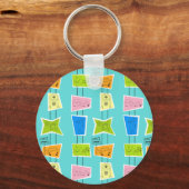 Retro Atomic Kitsch Button Sleutelhanger (Voorkant)