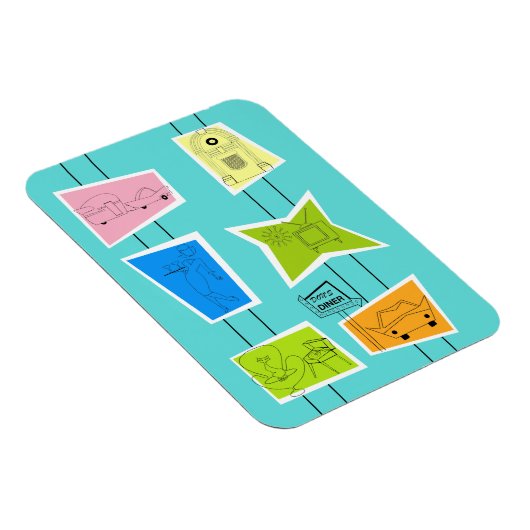 Retro Atomic Kitsch Flexibele Magneet (Rechterzijde)