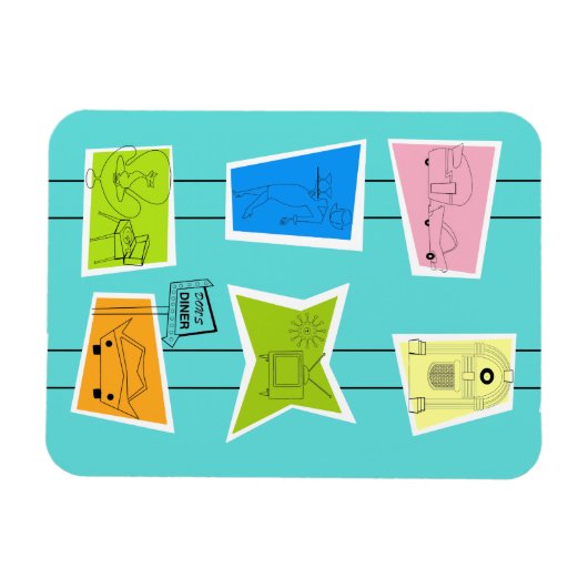 Retro Atomic Kitsch Flexibele Magneet (Horizontaal)