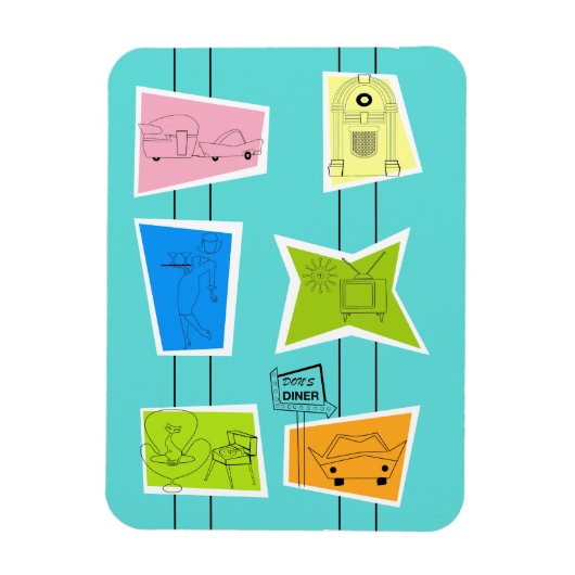 Retro Atomic Kitsch Flexibele Magneet (Verticaal)