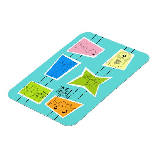 Retro Atomic Kitsch Flexibele Magneet (Linkerzijde)