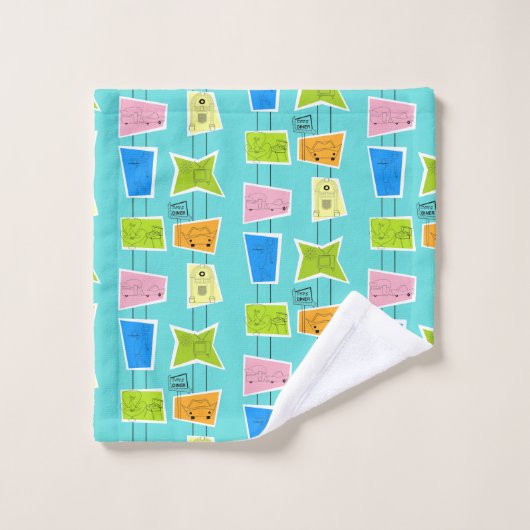 Retro Atomic Kitsch-handdoekset Bad Handdoek (Wasdoekje)