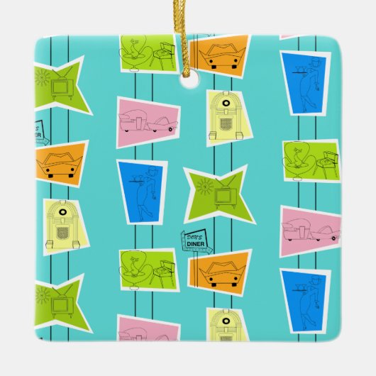 Retro Atomic Kitsch keramisch sierlijk Keramisch Ornament (Voorkant)