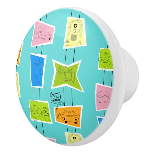 Retro Atomic Kitsch keramische schedel Keramische Knop (Rechts)