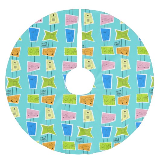 Retro Atomic Kitsch kerstboomrok Kerstboom Rok (Voorkant)