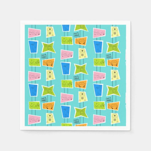 Retro Atomic Kitsch Paper Napkin Servet (Voorkant)