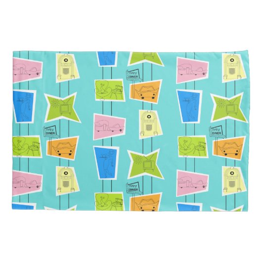 Retro Atomic Kitsch Pillowcase Kussensloop (Achterkant)
