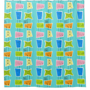 Retro Atomic Kitsch Shower Curtain Douchegordijn
