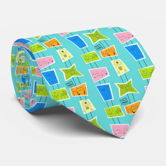 Retro Atomic Kitsch Stropdas (Opgerold)