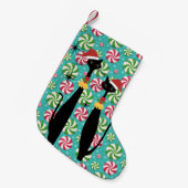 Retro Atomic MCM Koele Katten & Pepermuntjes Kleine Kerstsok (Voorkant (Hangend))